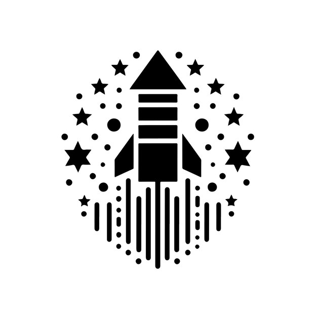 Ilustración vectorial de la silueta de un cohete de fuegos artificiales
