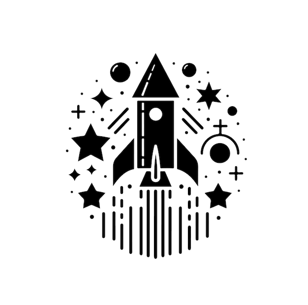 Ilustración vectorial de la silueta de un cohete de fuegos artificiales