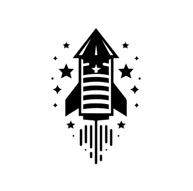 Ilustración vectorial de la silueta de un cohete de fuegos artificiales