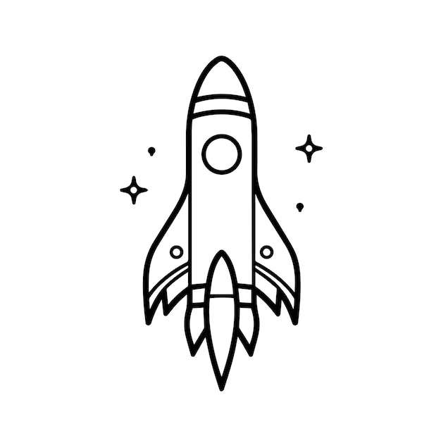 Ilustración vectorial de la silueta del cohete Ícono y signo de la silhouette del cohete
