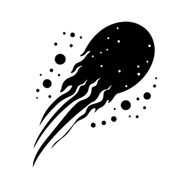Ilustración vectorial de la silueta del cometa cósmico El icono y el signo de la silhouette del cometa còsmico