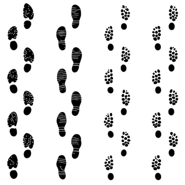 Ilustración vectorial de la silueta del conjunto de huellas sucias