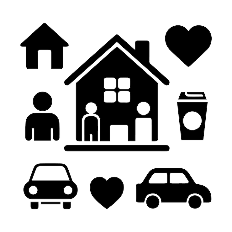 Ilustración vectorial de la silueta del conjunto de iconos de la casa