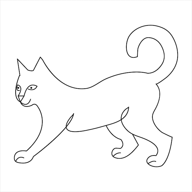 Ilustración vectorial de silueta de contorno continuo de arte de línea única para mascotas de gato