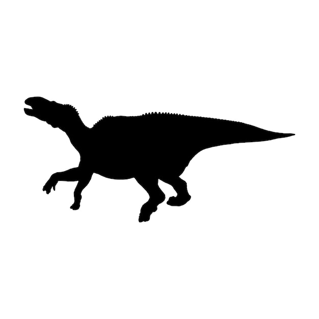 ilustración vectorial de la silueta de la criatura prehistórica iguanodon aislada sobre fondo blanco