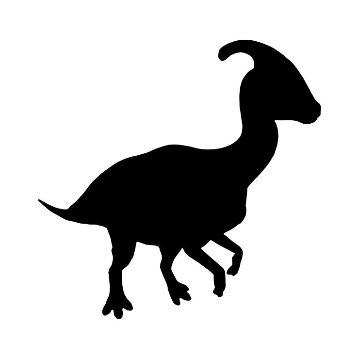 Vector ilustración vectorial de la silueta de la criatura prehistórica parasaurolophus aislada en blanco