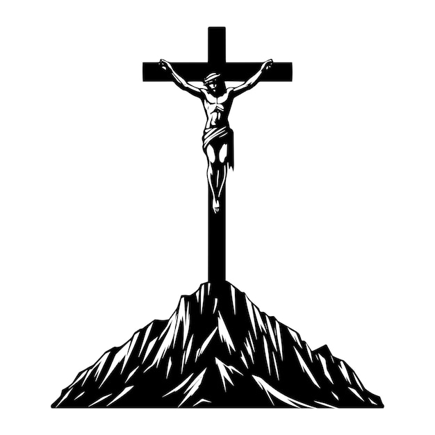 Vector ilustración vectorial de la silueta de la crucifixión de jesucristo