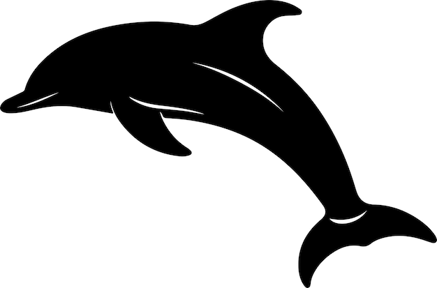 Vector ilustración vectorial de la silueta de un delfín con fondo blanco