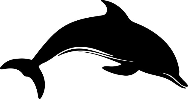 Ilustración vectorial de la silueta de un delfín con fondo blanco