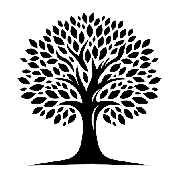 Ilustración vectorial de la silueta del diseño del logotipo del árbol
