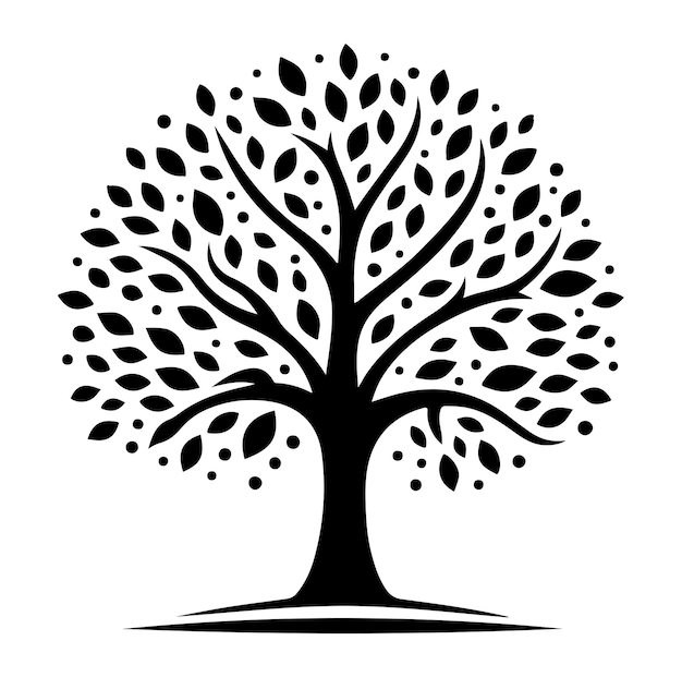 Ilustración vectorial de la silueta del diseño del logotipo del árbol