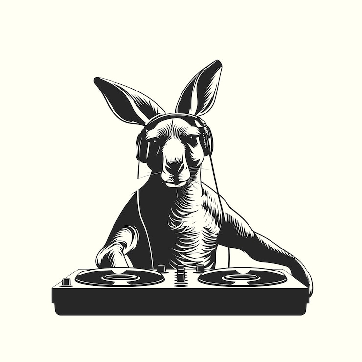 Vector ilustración vectorial de la silueta del dj canguro