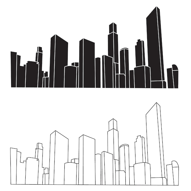 Ilustración vectorial de la silueta de los edificios
