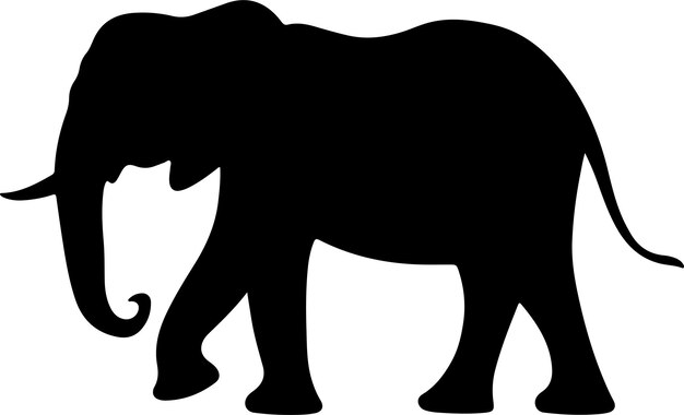 Ilustración vectorial de la silueta de un elefante Con fondo blanco