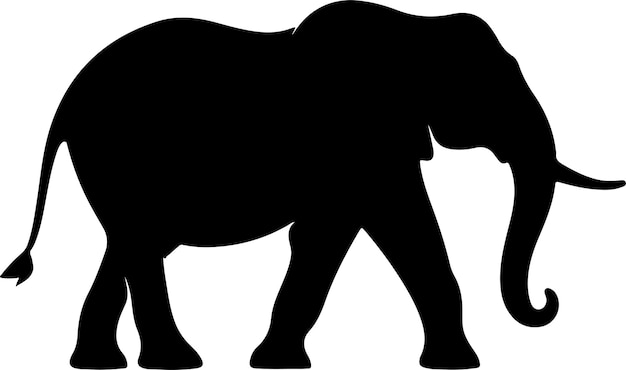 Ilustración vectorial de la silueta de un elefante Con fondo blanco