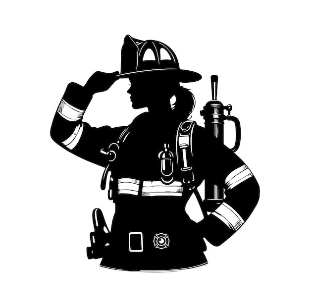 Vector ilustración vectorial de la silueta del equipo de bomberos