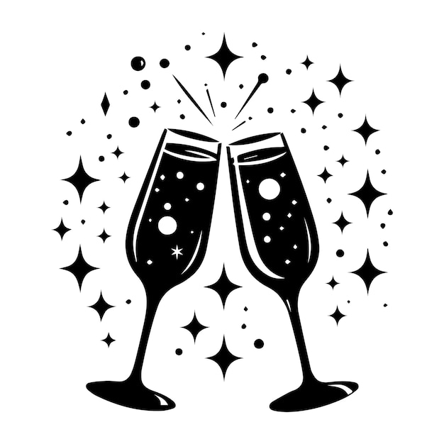 Ilustración vectorial de silueta de feliz año nuevo
