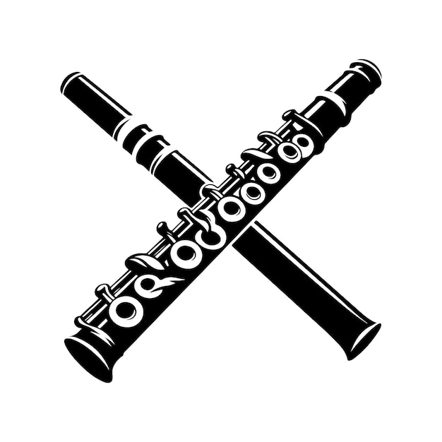 Ilustración vectorial de la silueta de la flauta