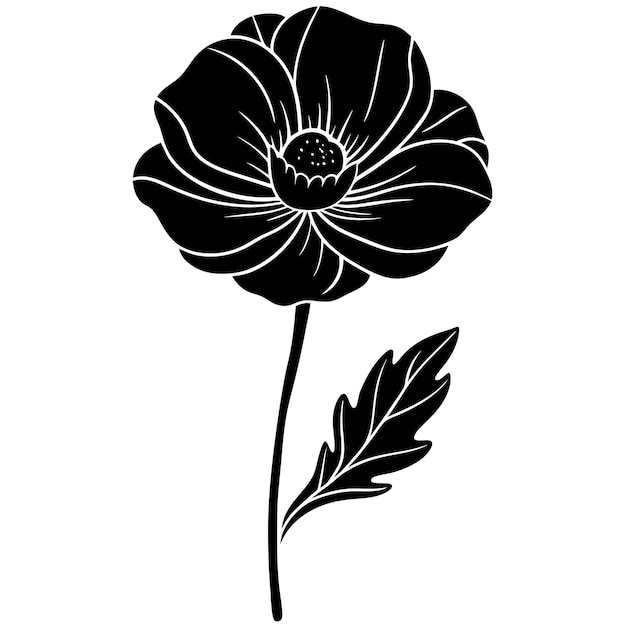 Ilustración vectorial de la silueta de la flor de la amapola