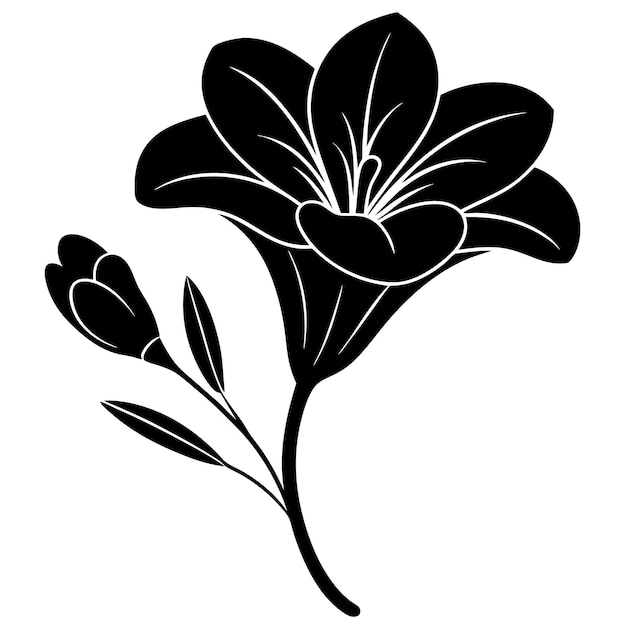 Ilustración vectorial de la silueta de la flor de la freesia
