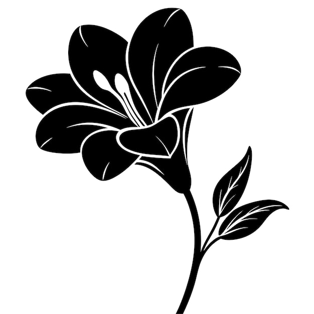Ilustración vectorial de la silueta de la flor de la freesia