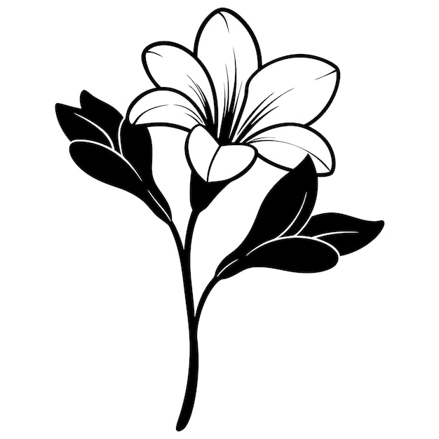Ilustración vectorial de la silueta de la flor de la freesia