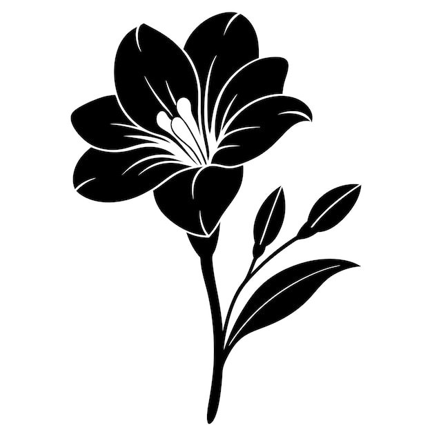 Ilustración vectorial de la silueta de la flor de la freesia