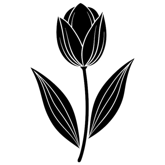 Ilustración vectorial de la silueta de la flor del tulipán
