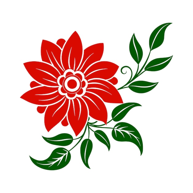 Ilustración vectorial de silueta floral roja para el arte botánico