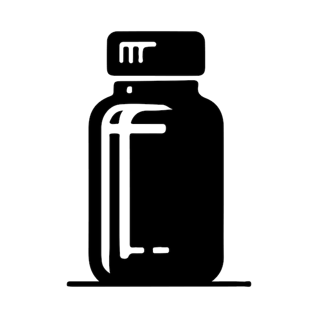 Ilustración vectorial de silueta de frasco de color negro
