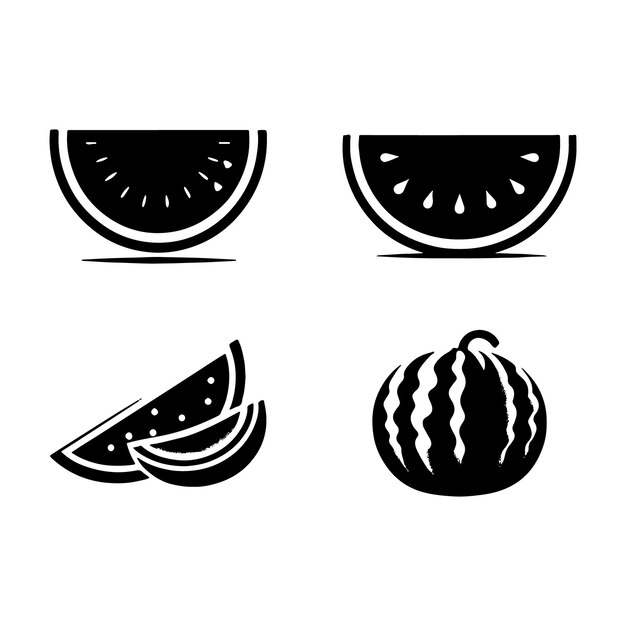 Ilustración vectorial de la silueta de las frutas de la sandía