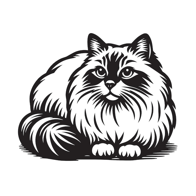 Ilustración vectorial de la silueta del gato birmano