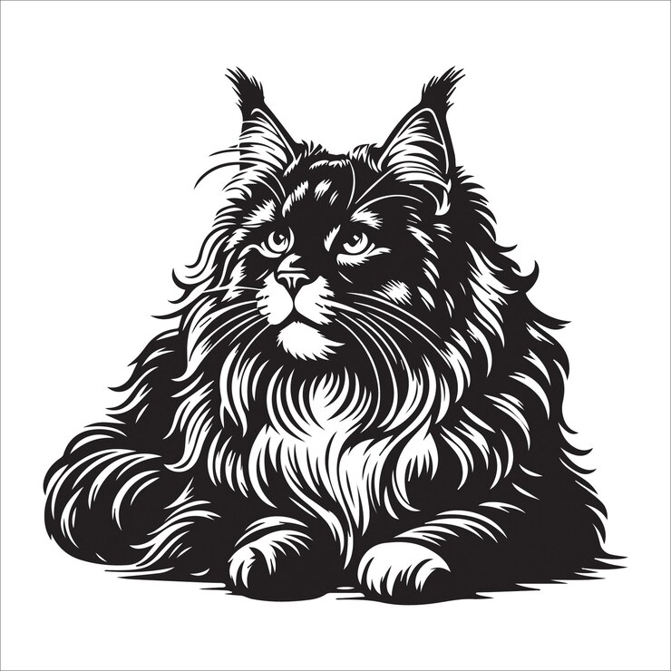 Ilustración vectorial de la silueta del gato persa