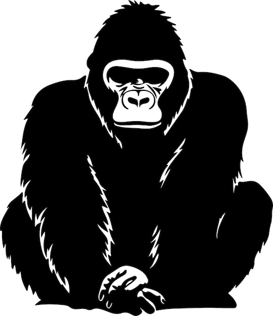 Ilustración vectorial de silueta de gorila Con fondo blanco