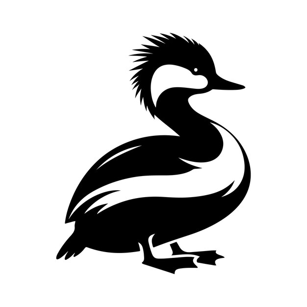 Ilustración vectorial de silueta de grebe blanco y tuftado descarga de alta calidad