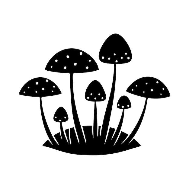 Ilustración vectorial de la silueta del grupo de hongos
