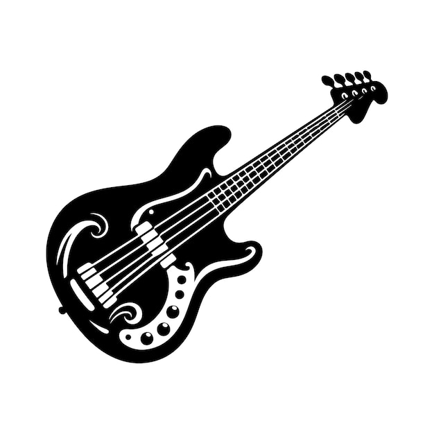 Ilustración vectorial de la silueta del bajo de la guitarra