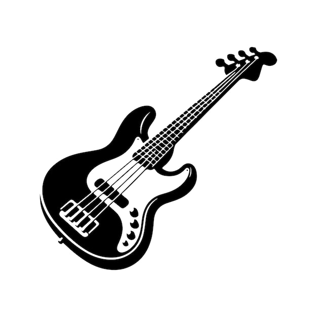 Ilustración vectorial de la silueta del bajo de la guitarra