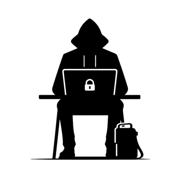 Ilustración vectorial de la silueta de un hacker