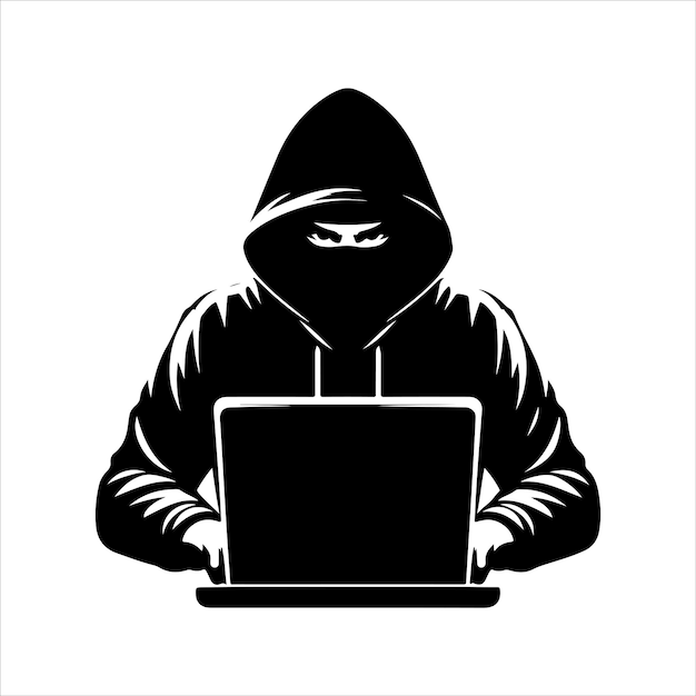 Vector ilustración vectorial de la silueta del hacker