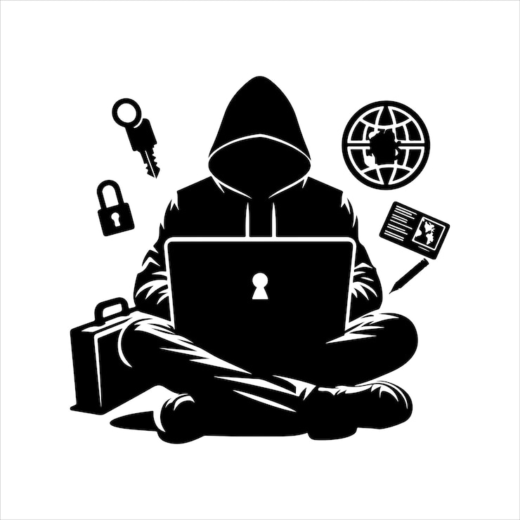 Vector ilustración vectorial de la silueta del hacker