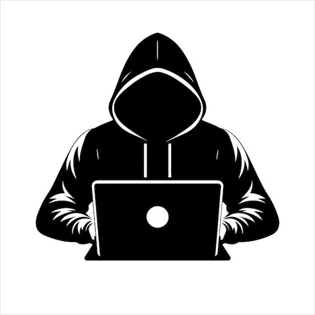 Vector ilustración vectorial de la silueta del hacker