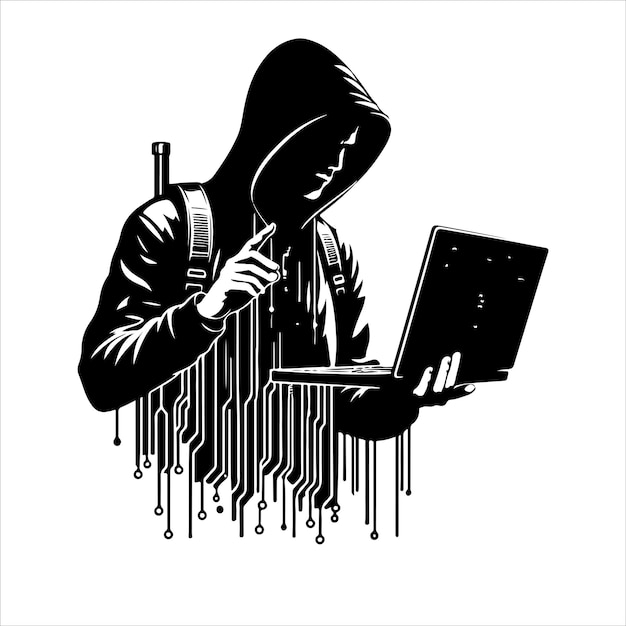 Vector ilustración vectorial de la silueta del hacker