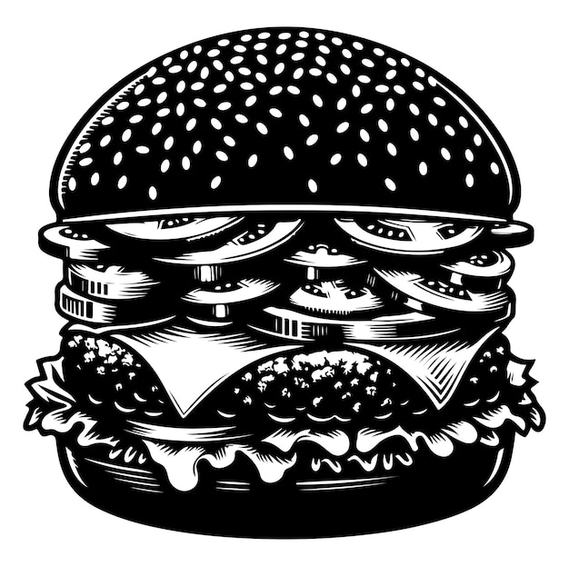 Ilustración vectorial de la silueta de la hamburguesa