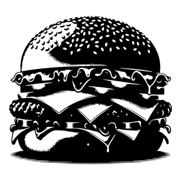 Ilustración vectorial de la silueta de la hamburguesa