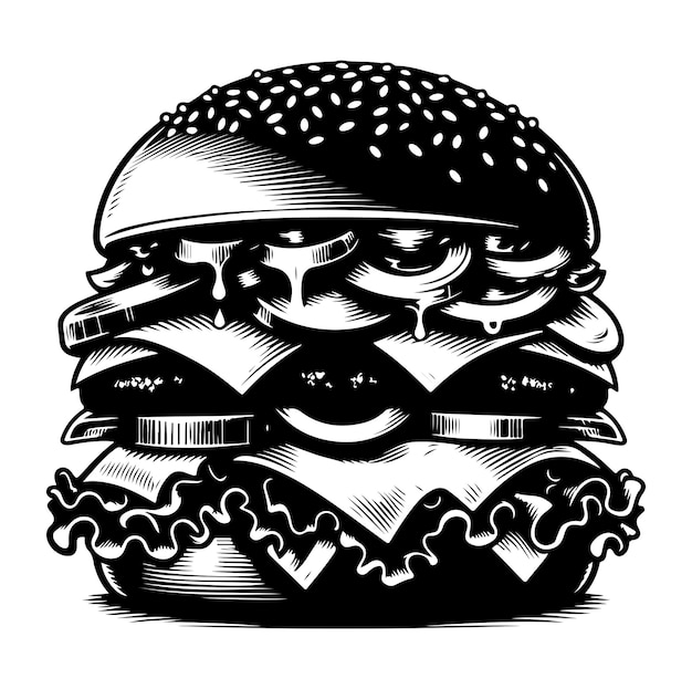 Ilustración vectorial de la silueta de la hamburguesa