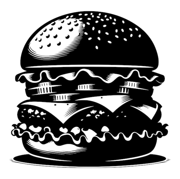 Ilustración vectorial de la silueta de la hamburguesa