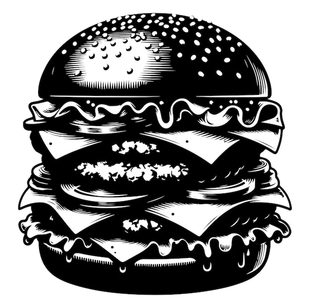 Ilustración vectorial de la silueta de la hamburguesa