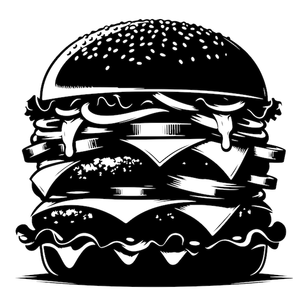 Ilustración vectorial de la silueta de la hamburguesa