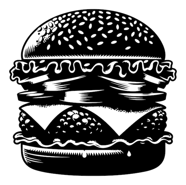 Ilustración vectorial de la silueta de la hamburguesa